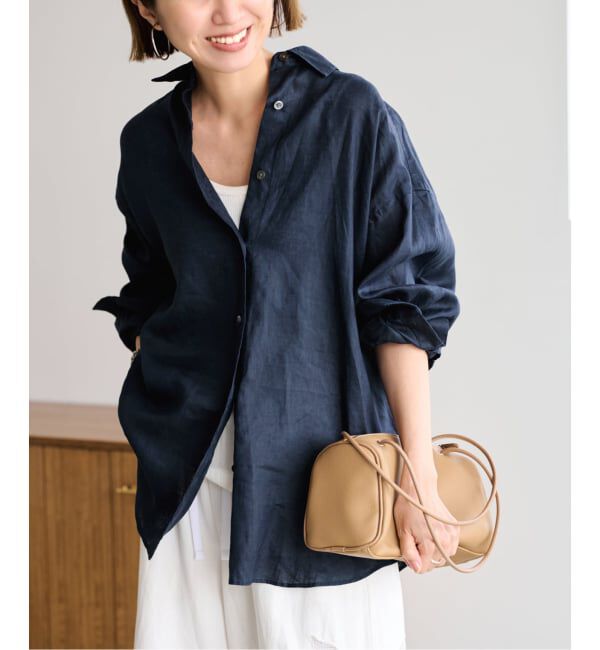 FRAMeWORK「≪新色 / 追加予約≫ライトフレンチリネンレギュラーシャツ」|シャツ・ブラウス|ネイビー