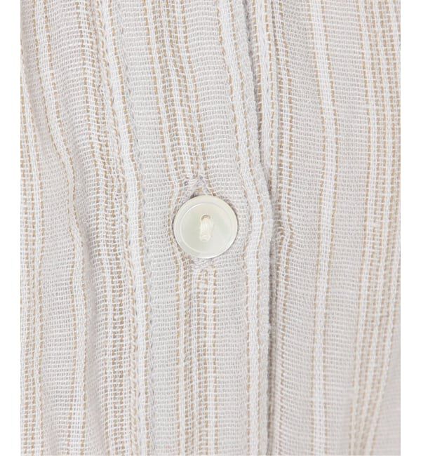 FRAMeWORK「≪予約≫LINENmixクレープヘンリーネックブラウス」|シャツ・ブラウス|