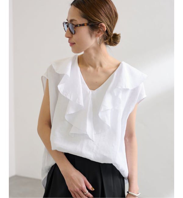 FRAMeWORK「≪WEB限定 / 追加予約≫フレンチリネンフリルプルオーバー」|シャツ・ブラウス|