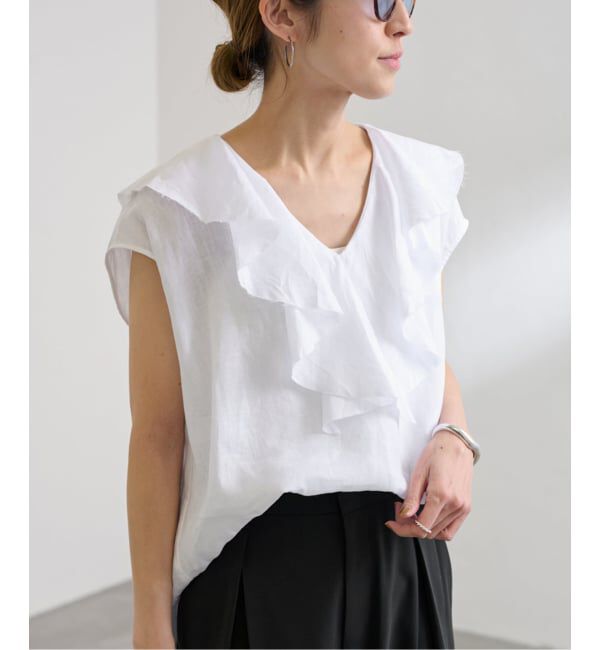 FRAMeWORK「≪WEB限定 / 追加予約≫フレンチリネンフリルプルオーバー」|シャツ・ブラウス|