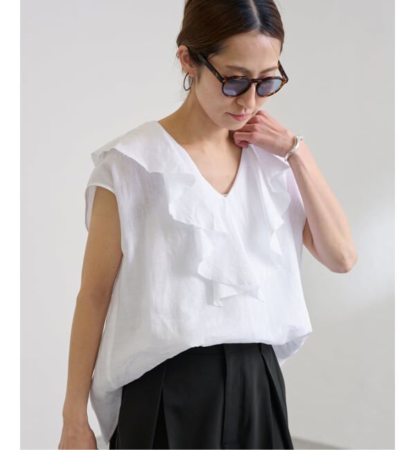 FRAMeWORK「≪WEB限定 / 追加予約≫フレンチリネンフリルプルオーバー」|シャツ・ブラウス|ホワイト