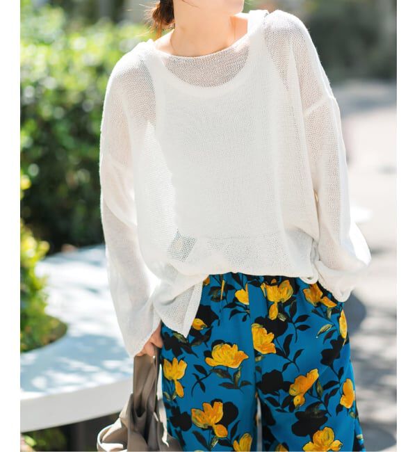 Spick and Span「《新色有り / 追加予約》リネンミックス2WAYプルオーバー」|ニット・セーター|ホワイト