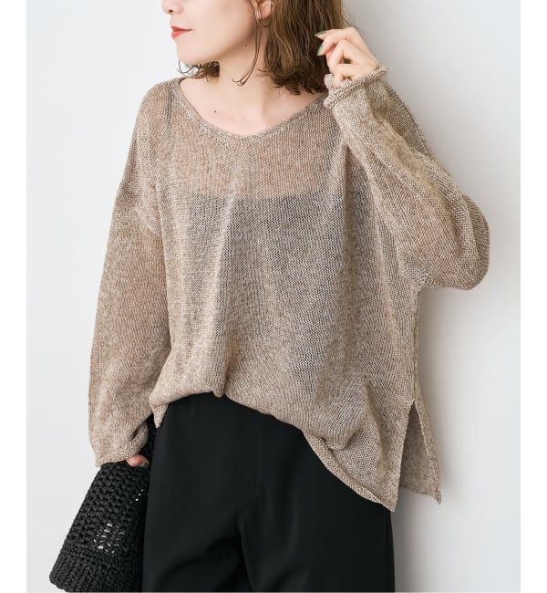 Spick and Span「《新色有り / 追加予約》リネンミックス2WAYプルオーバー」|ニット・セーター|