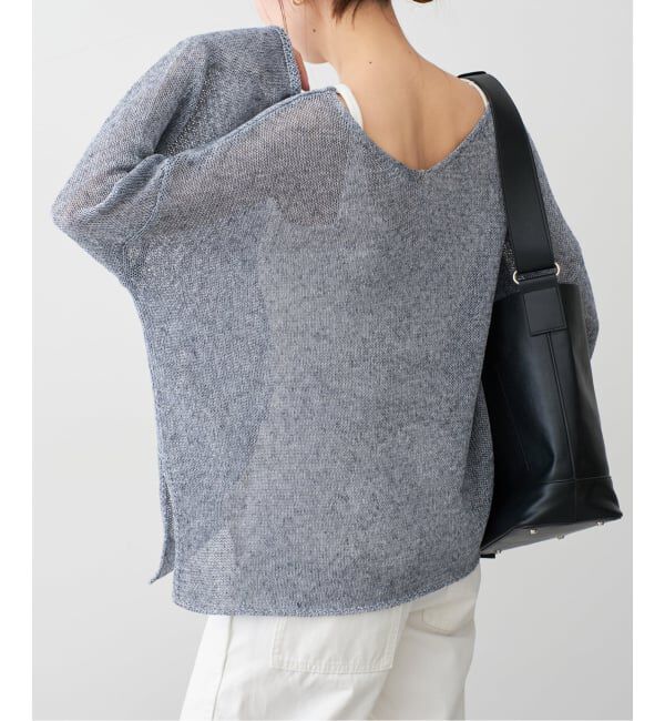 Spick and Span「《新色有り / 追加予約》リネンミックス2WAYプルオーバー」|ニット・セーター|ブルー A