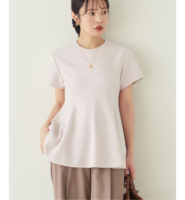 NOBLE「《追加予約・セットアップ対応》コンフォートジャージーライクペプラムブラウス」|シャツ・ブラウス|