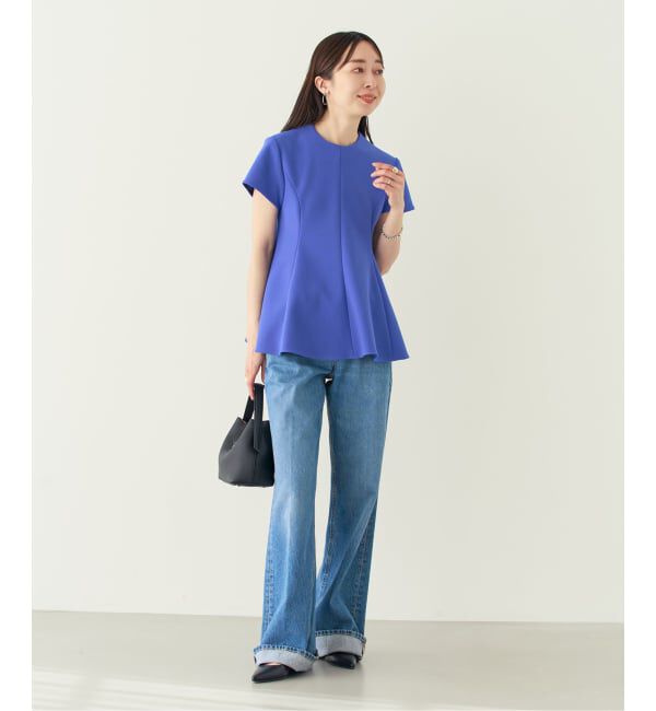 NOBLE「《追加予約・セットアップ対応》コンフォートジャージーライクペプラムブラウス」|シャツ・ブラウス|