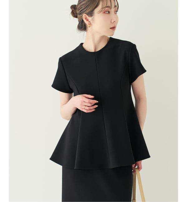 NOBLE「《追加予約・セットアップ対応》コンフォートジャージーライクペプラムブラウス」|シャツ・ブラウス|