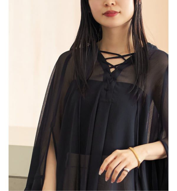 NOBLE「《予約》楊柳ケープフレアロングブラウス」|シャツ・ブラウス|