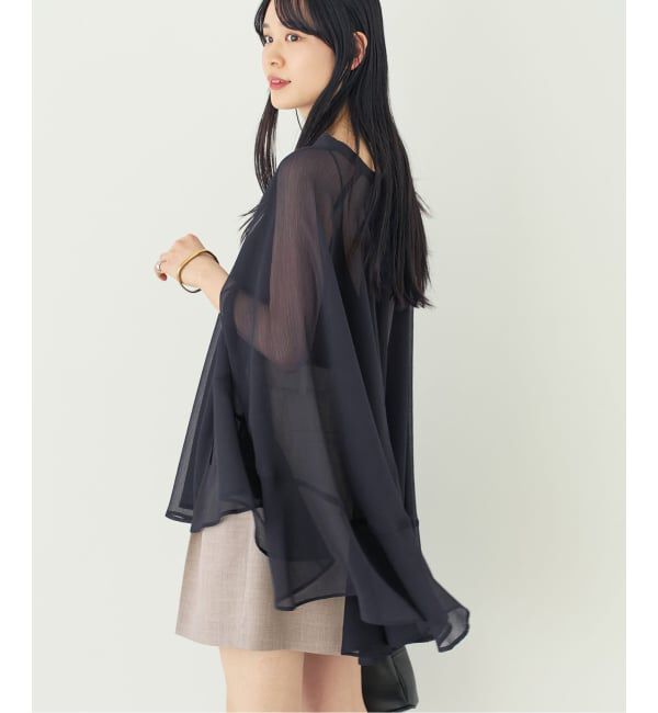 NOBLE「《予約》楊柳ケープフレアロングブラウス」|シャツ・ブラウス|