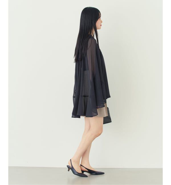 NOBLE「《予約》楊柳ケープフレアロングブラウス」|シャツ・ブラウス|