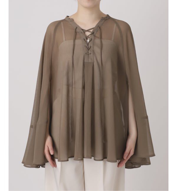 NOBLE「《予約》楊柳ケープフレアロングブラウス」|シャツ・ブラウス|