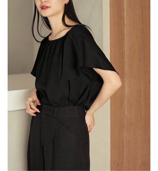 NOBLE「《予約・セットアップ対応》ファジーリネン2WAYフリルキャミソール」|シャツ・ブラウス|ブラック