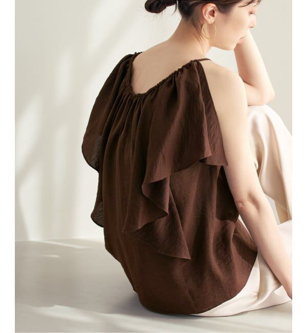 NOBLE「《予約・セットアップ対応》ファジーリネン2WAYフリルキャミソール」|シャツ・ブラウス|