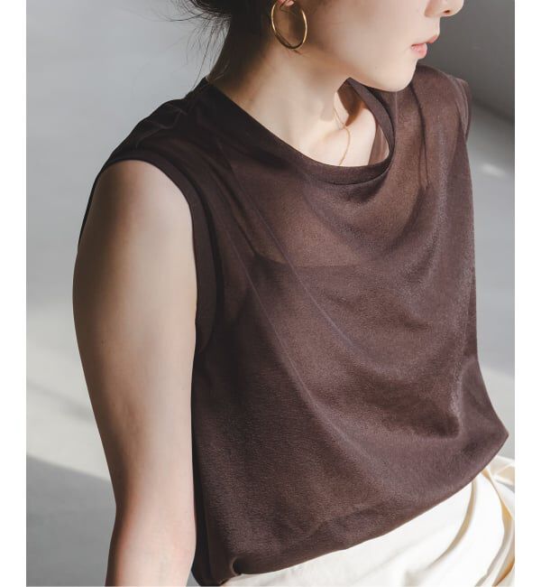 NOBLE「《追加予約》シアースキニーノースリーブトップス」|Tシャツ・カットソー|