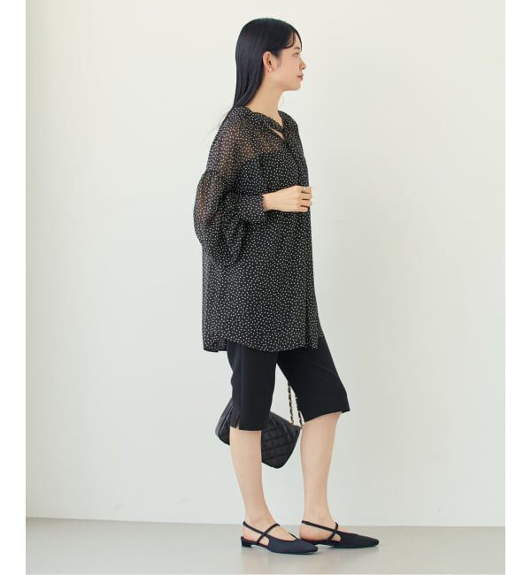 NOBLE「《予約》ドットシフォンギャザーボウタイブラウス」|シャツ・ブラウス|