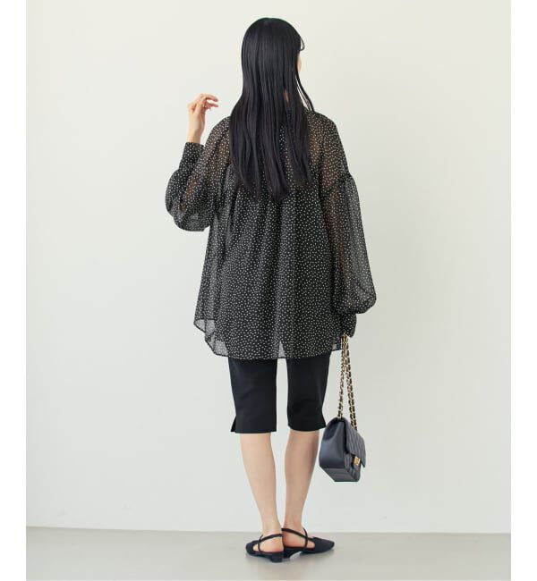 NOBLE「《予約》ドットシフォンギャザーボウタイブラウス」|シャツ・ブラウス|