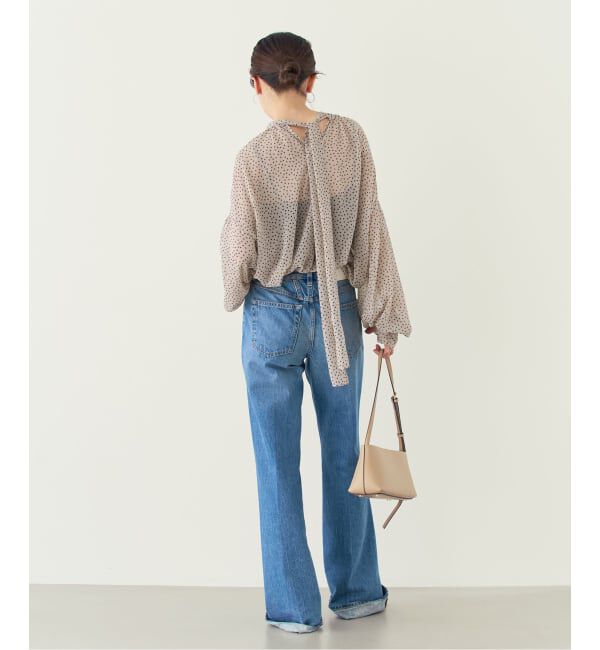 NOBLE「《予約》ドットシフォンギャザーボウタイブラウス」|シャツ・ブラウス|