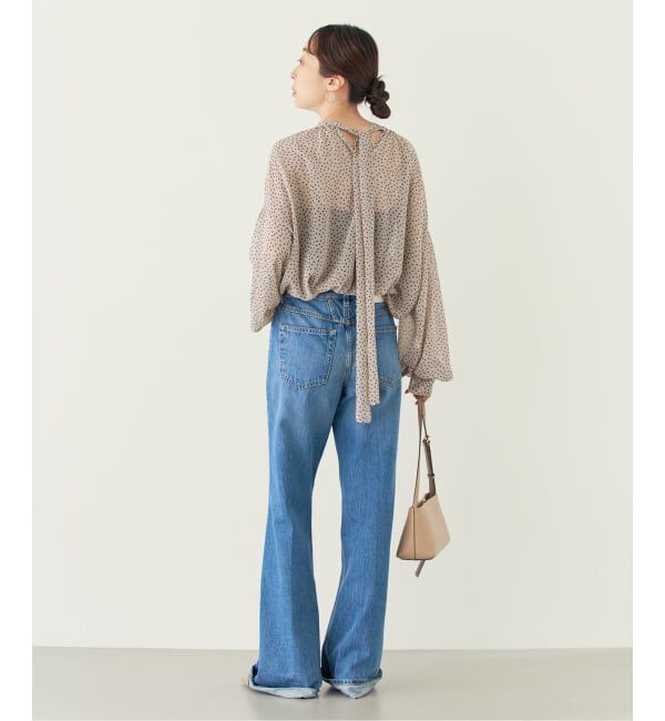 NOBLE「《予約》ドットシフォンギャザーボウタイブラウス」|シャツ・ブラウス|