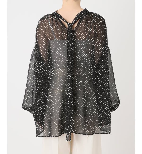 NOBLE「《予約》ドットシフォンギャザーボウタイブラウス」|シャツ・ブラウス|