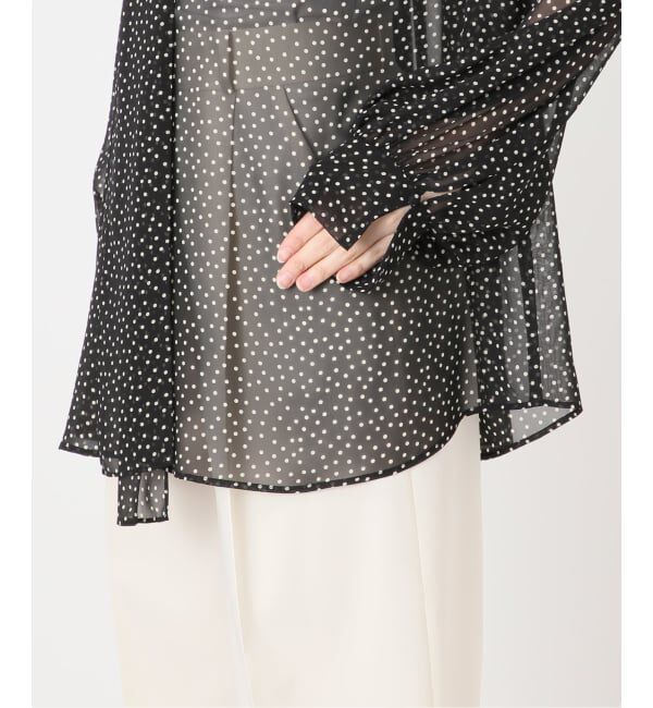 NOBLE「《予約》ドットシフォンギャザーボウタイブラウス」|シャツ・ブラウス|
