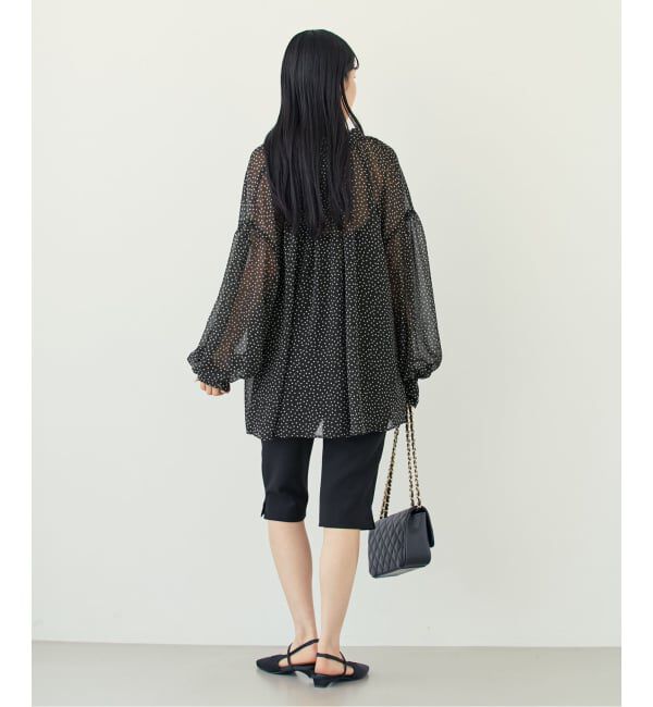 NOBLE「《予約》ドットシフォンギャザーボウタイブラウス」|シャツ・ブラウス|