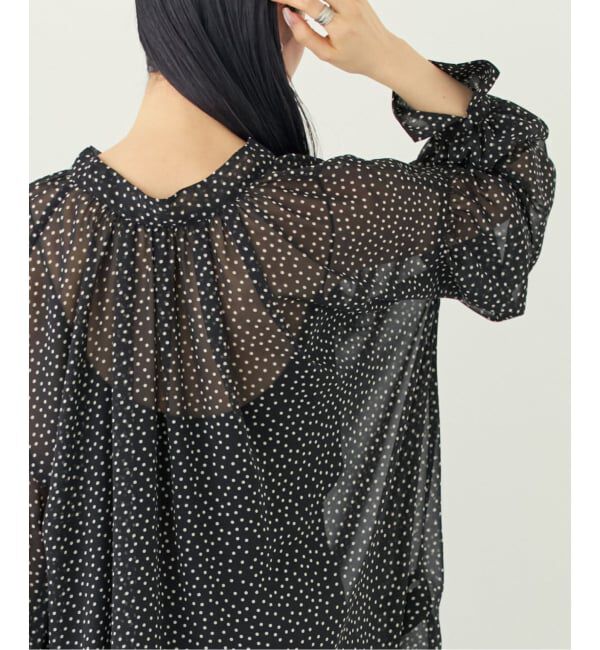 NOBLE「《予約》ドットシフォンギャザーボウタイブラウス」|シャツ・ブラウス|