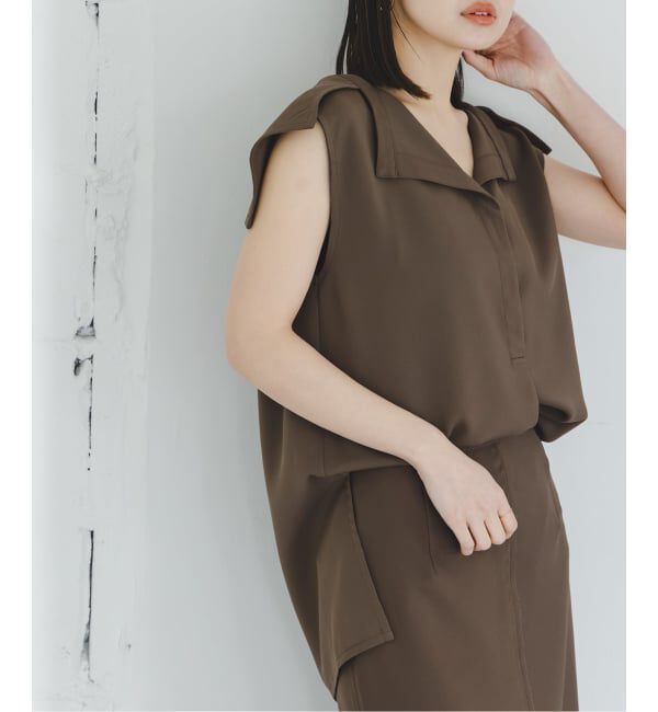 NOBLE「《予約・セットアップ対応》ドライオックスセーラーカラーブラウス」|シャツ・ブラウス|ブラウン