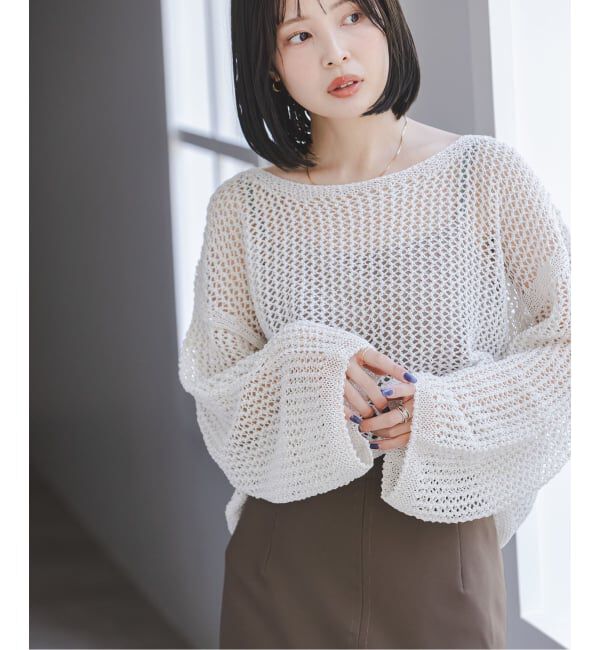 NOBLE「《予約》メッシュショートプルオーバー」|ニット・セーター|ホワイト A