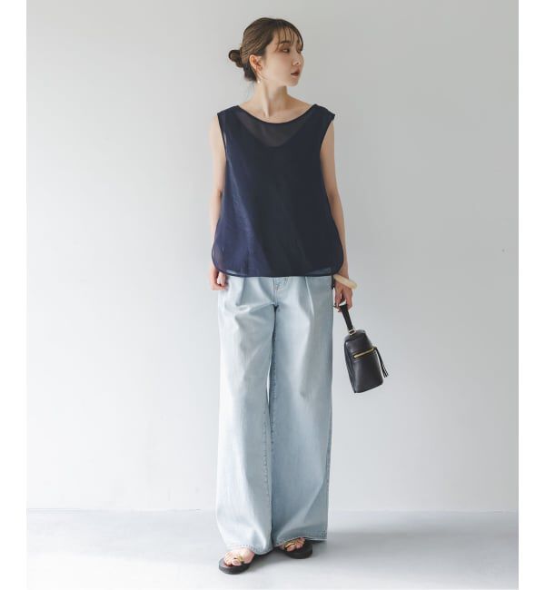 NOBLE「《予約・セットアップ対応》シアーレイヤードサテンキャミ」|シャツ・ブラウス|