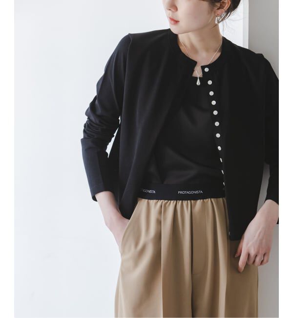 NOBLE「《予約》18G CO/PL クルーカーディガン」|カーディガン|ブラック