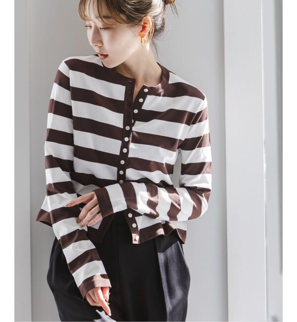 NOBLE「《予約》18G CO/PL クルーカーディガン」|カーディガン|ブラウンベース