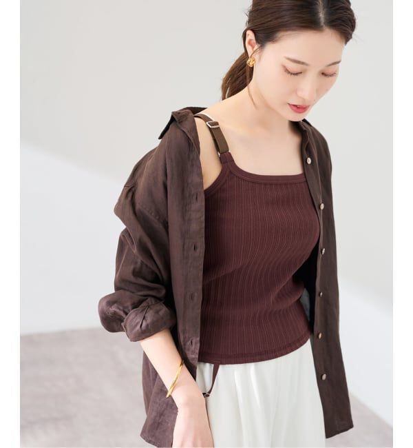 FRAMeWORK「JANE SMITH/ジェーンスミス cotton eyelet rib up down cam」|タンクトップ|ブラウン