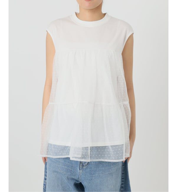 Spick and Span「《一部店舗+WEB限定 / 予約》ドットチュールティアードTシャツ」|Tシャツ・カットソー|