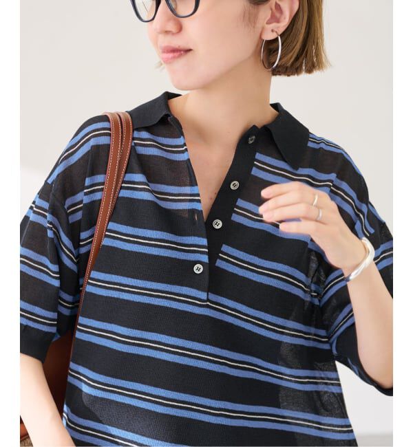 FRAMeWORK「≪予約≫シアーボーダーポロシャツニット」|ニット・セーター|