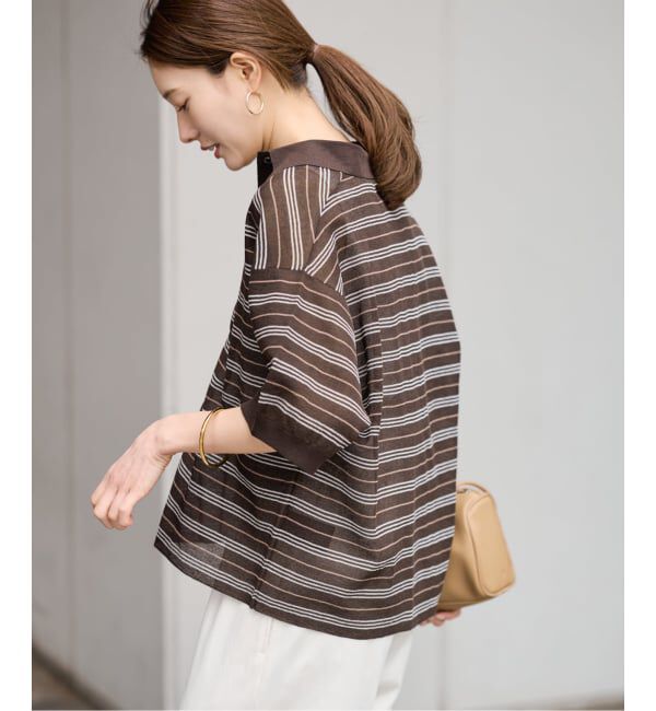 FRAMeWORK「≪予約≫シアーボーダーポロシャツニット」|ニット・セーター|