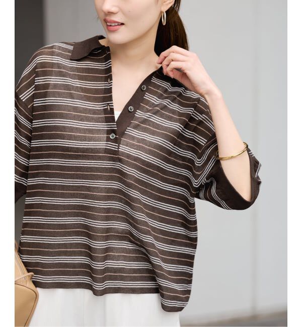 FRAMeWORK「≪予約≫シアーボーダーポロシャツニット」|ニット・セーター|