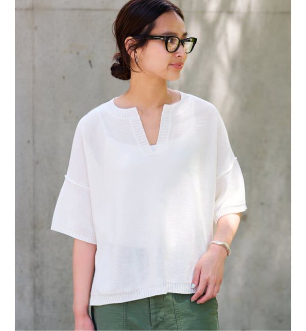 FRAMeWORK「≪追加予約≫裏天竺 キーネックプルオーバー」|ニット・セーター|