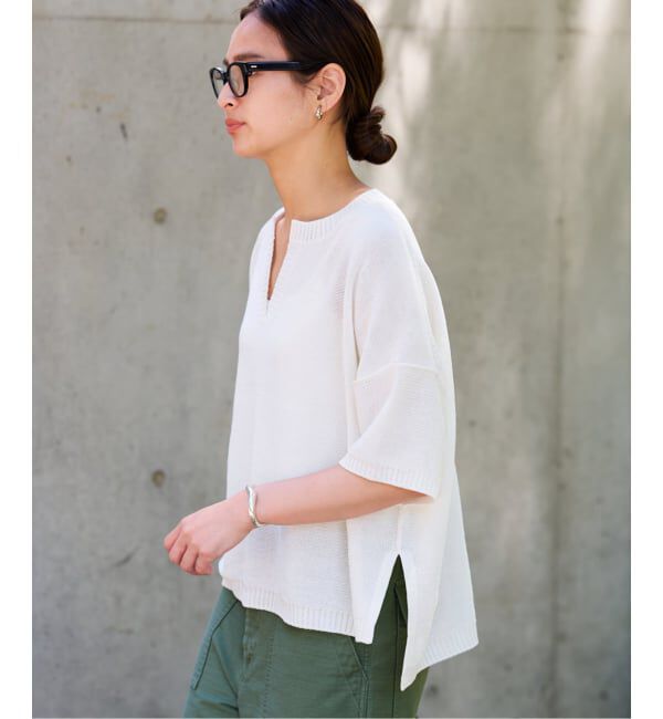 FRAMeWORK「≪追加予約≫裏天竺 キーネックプルオーバー」|ニット・セーター|