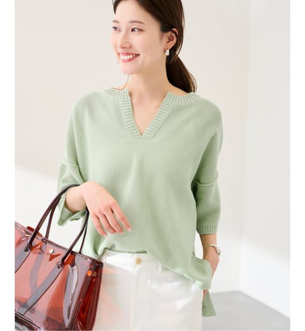 FRAMeWORK「≪追加予約≫裏天竺 キーネックプルオーバー」|ニット・セーター|