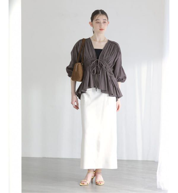  「《予約》【洗える】コットンギャザーブラウス」|シャツ・ブラウス|