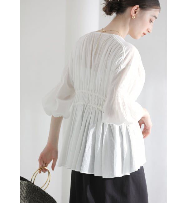  「《予約》【洗える】コットンギャザーブラウス」|シャツ・ブラウス|