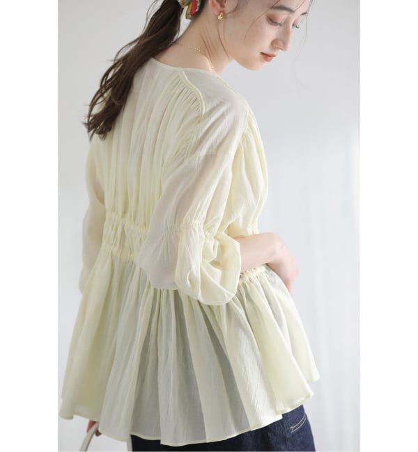  「《予約》【洗える】コットンギャザーブラウス」|シャツ・ブラウス|