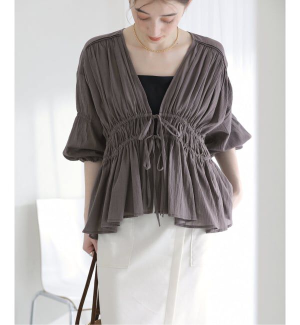  「《予約》【洗える】コットンギャザーブラウス」|シャツ・ブラウス|