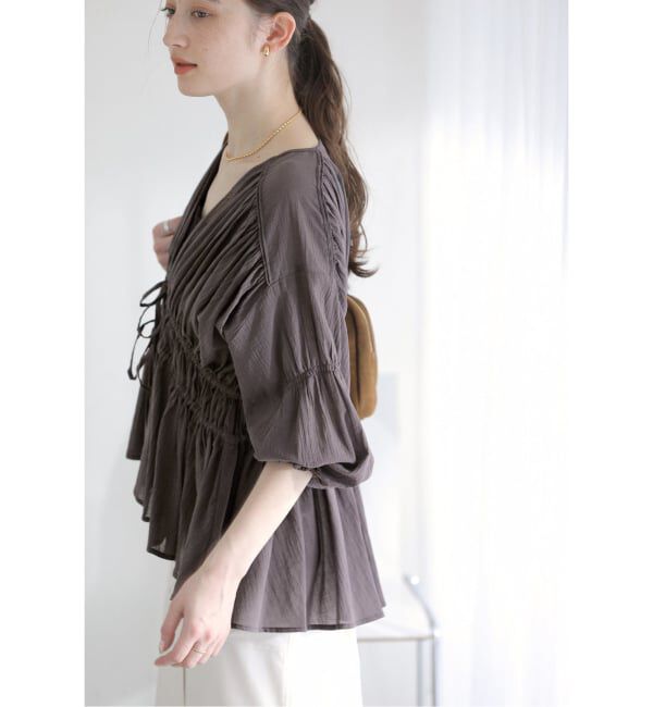  「《予約》【洗える】コットンギャザーブラウス」|シャツ・ブラウス|