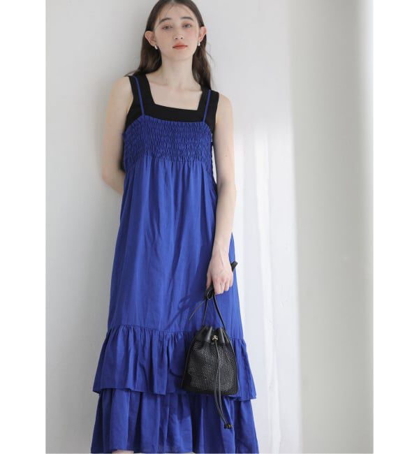 「《予約》【洗える】キャミティアードワンピース」|ワンピース|ブルー