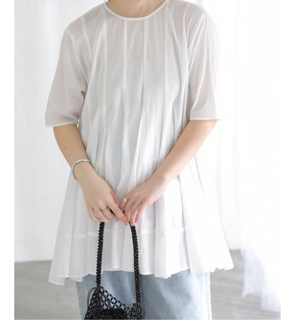  「《予約》【洗える】コットンハギフレアチュニック」|シャツ・ブラウス|