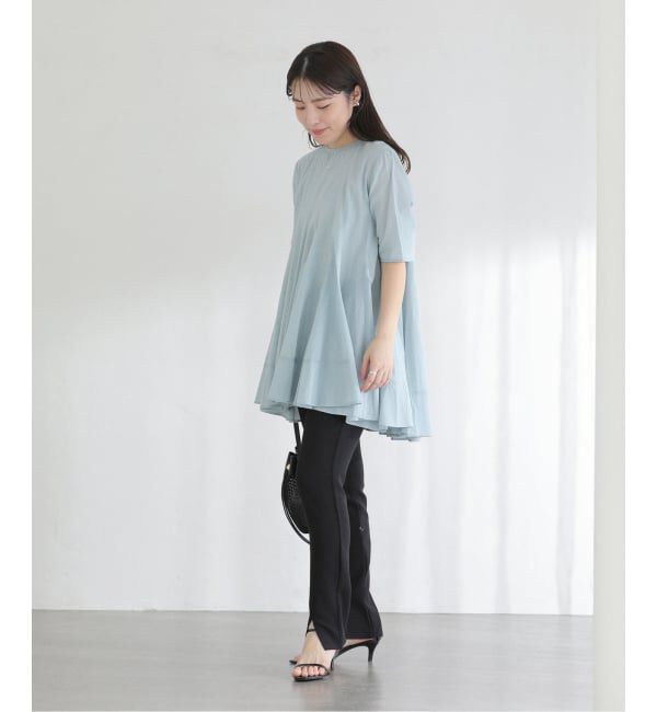 「《予約》【洗える】コットンハギフレアチュニック」|シャツ・ブラウス|
