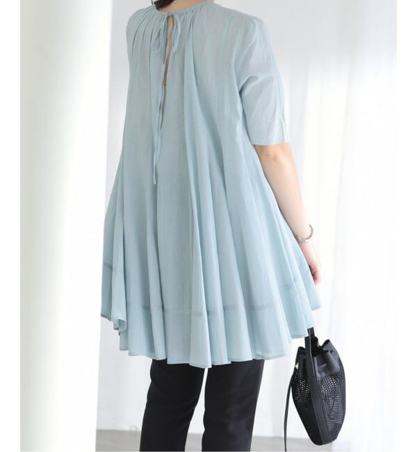  「《予約》【洗える】コットンハギフレアチュニック」|シャツ・ブラウス|