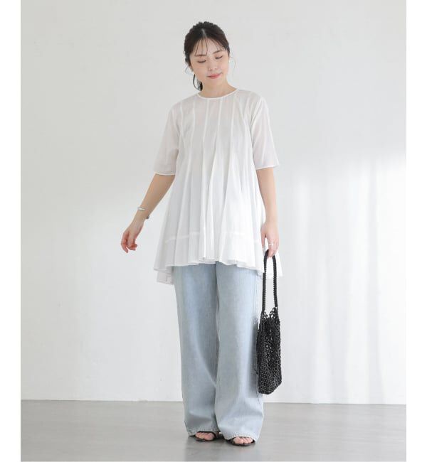  「《予約》【洗える】コットンハギフレアチュニック」|シャツ・ブラウス|