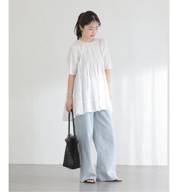  「《予約》【洗える】コットンハギフレアチュニック」|シャツ・ブラウス|